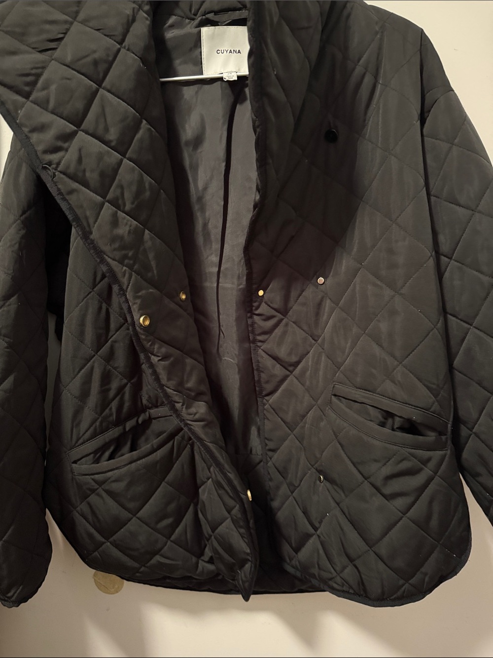 Cuyana Black Quilted Puffer Jacket with Shawl Collar - Picture 5 of 6